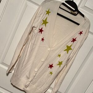Princess Vera Wang Cream Cardigan with Red and Green Stars Y2K XL